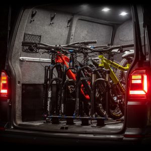 Loaded Bikes five mountain bikes in a van